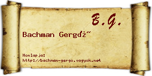 Bachman Gergő névjegykártya