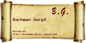 Bachman Gergő névjegykártya